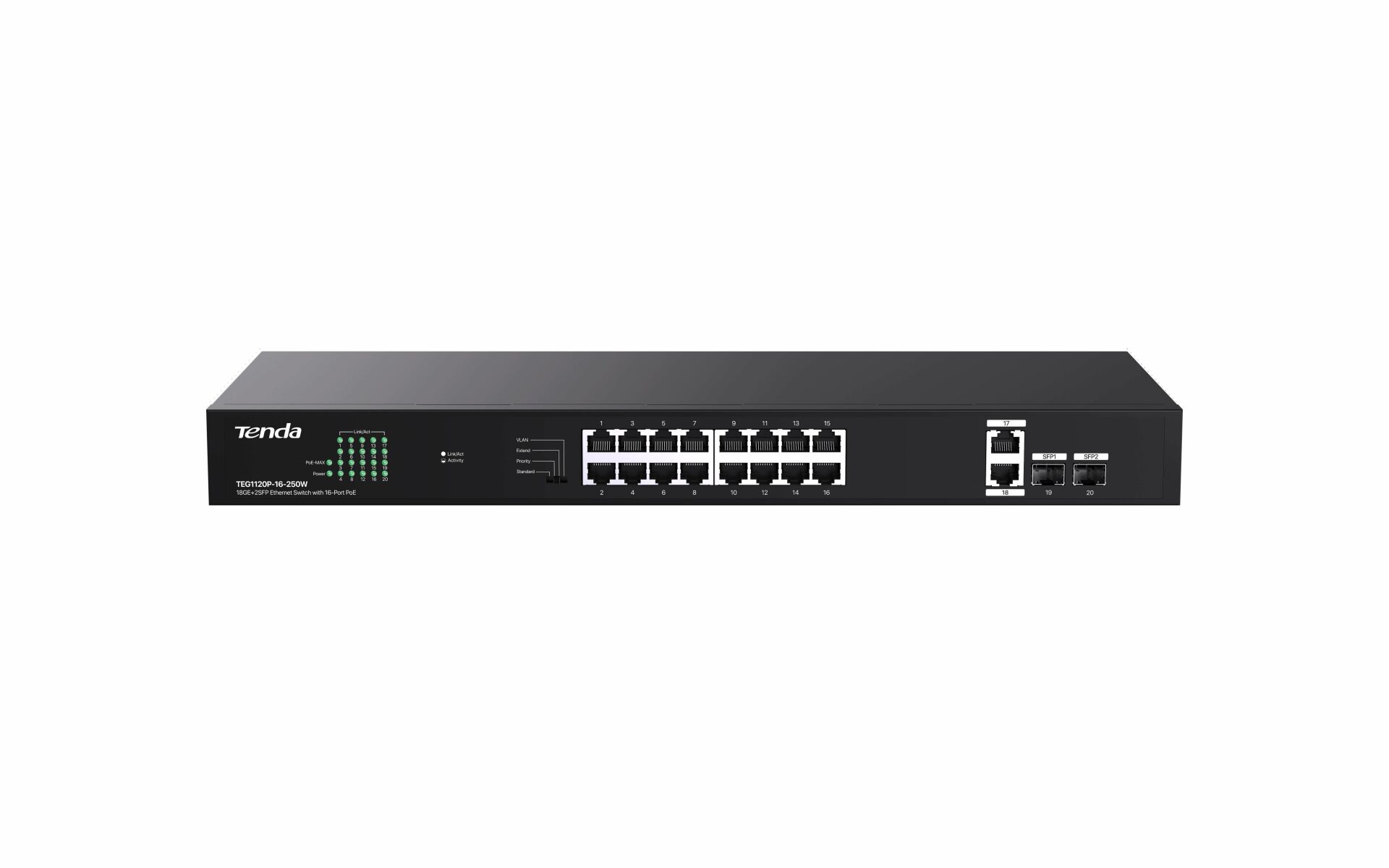 TEG1120P-16-250W 18GE+2SFP Ethernet Switch 16-Port PoE