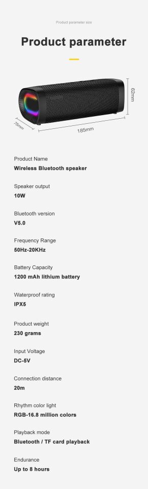 Yüksek ses kaliteli su geçirmez Bluetooth hoparlör-MAVİ