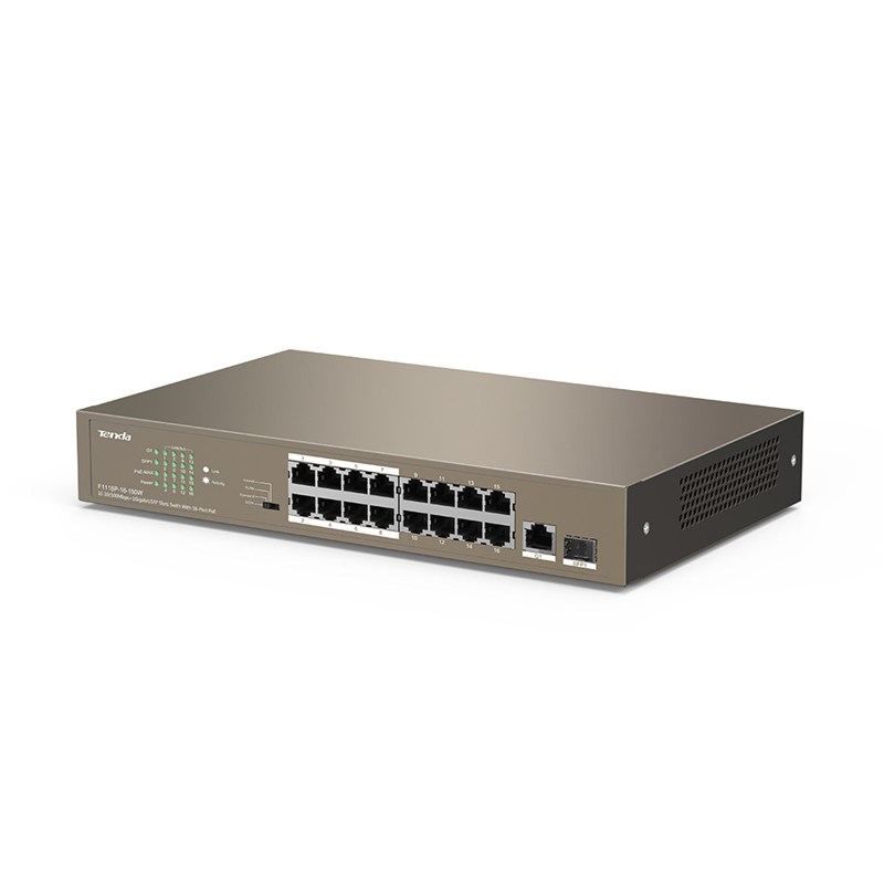 16 portlu 10/100Mbps +1 Gigabit/SFP Slots Switch With 16-Port PoE