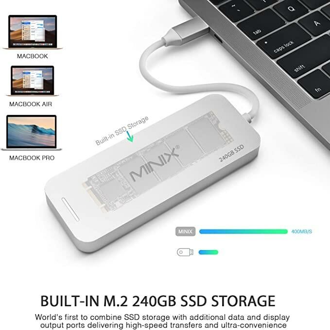 Minix USB-C 240GB dahili SSD depolamalı port çoklayıcı Renk Gümüş