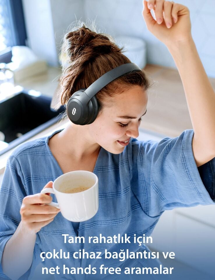 40 mm Sürücülü Kafaüstü Bluetooth Kulaklık 20 Saat Müzik BT 5.3 Siyah