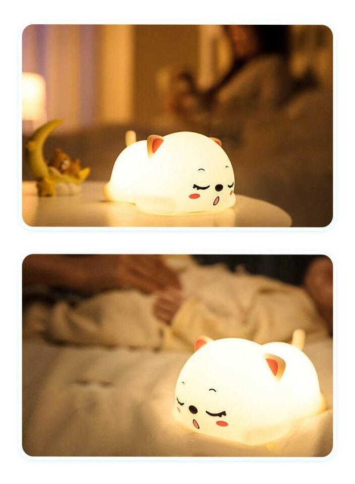 Uyuyan Kedi - LED Silika Jel Gece Lambası