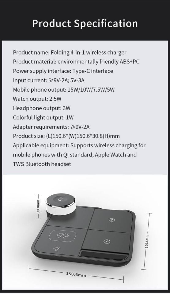WIRELESS CHARGER 4 IN 1-SİYAH / 7069