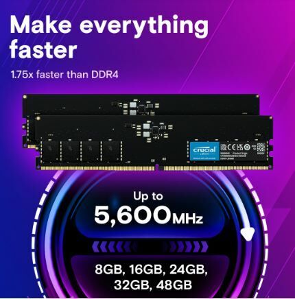 16GB DDR5 4800MHz UDIMM CL40 Masaüstü Bellek