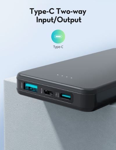 10.000mAh 15W 3 portlu 1A 1C 1Micro B İnce Siyah Powerbank