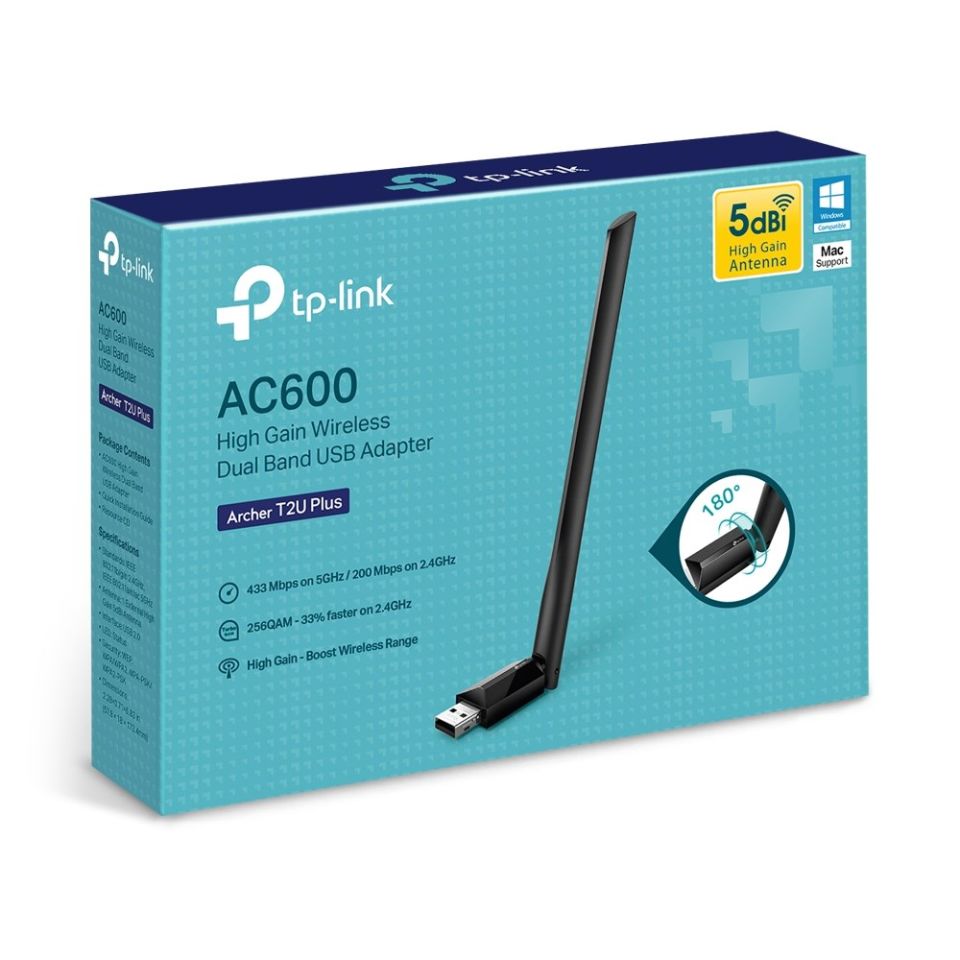 Tp-Link Archer T2U Plus 600Mbps USB Adaptör
